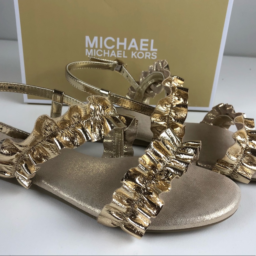 Michael Kors Demi Frillz Sandals NIB Metallic Girl
